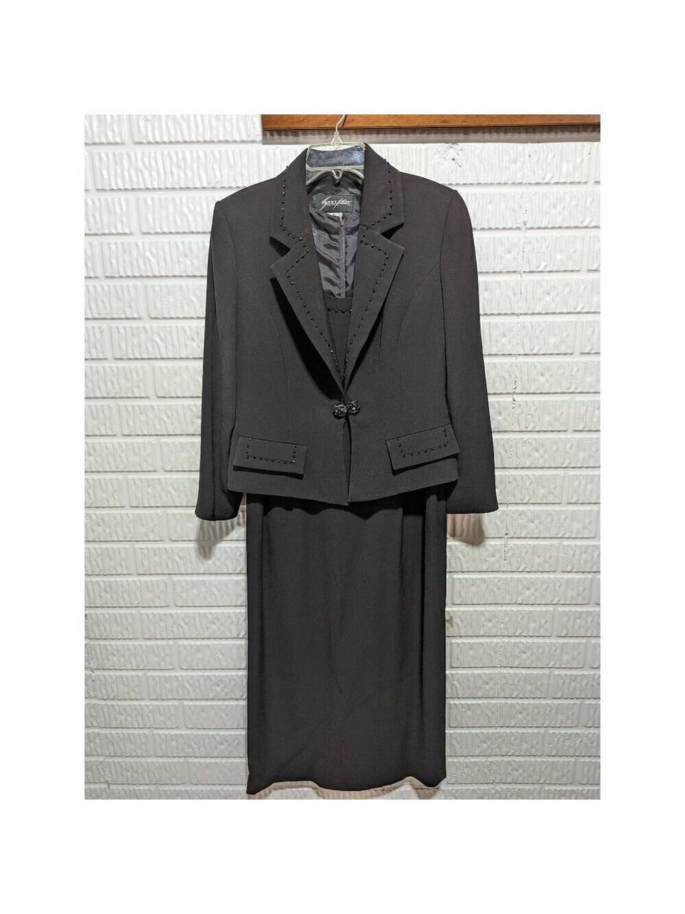 Sunny Choi Woman's Black 2 Piece Set Embellished Beaded Dress with Jacket 10